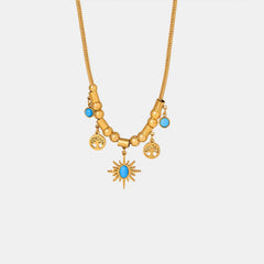 Gold-Plated Titanium Steel Charm Necklace - Trendsi