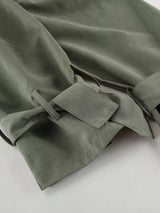 Lapel Collar Belted Cropped Trench - Trendsi - Flyclothing LLC