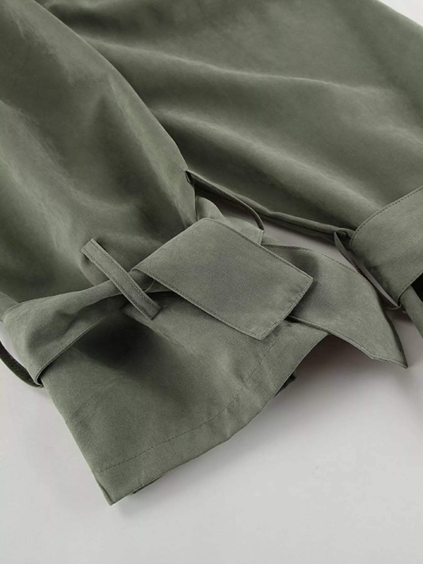 Lapel Collar Belted Cropped Trench - Trendsi - Flyclothing LLC
