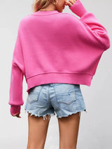 Round Neck Dropped Shoulder Sweater - Trendsi - Flyclothing LLC