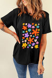 Flower Graphic Round Neck Short Sleeve T-Shirt - Trendsi