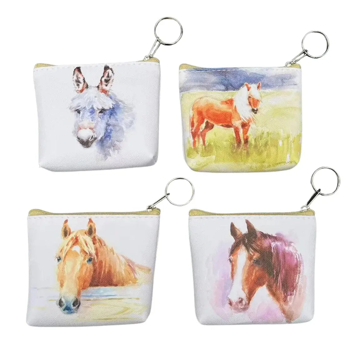 Horses and Donkey Set of 12 Key Chain Coin Purses - Breeches.com - Flyclothing LLC