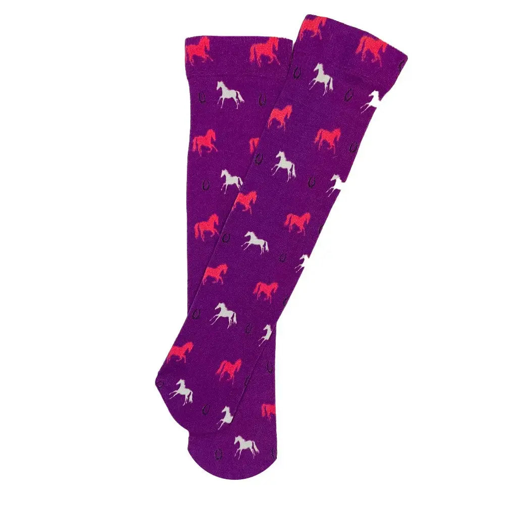 AWST Int'l Children's Lila Horses and Horseshoes Socks - Breeches.com - Flyclothing LLC