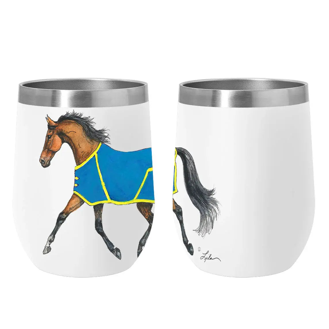 AWST Int'l 12 oz Stainless Steel Wine Tumbler-Lila Bay Horse - Breeches.com - Flyclothing LLC