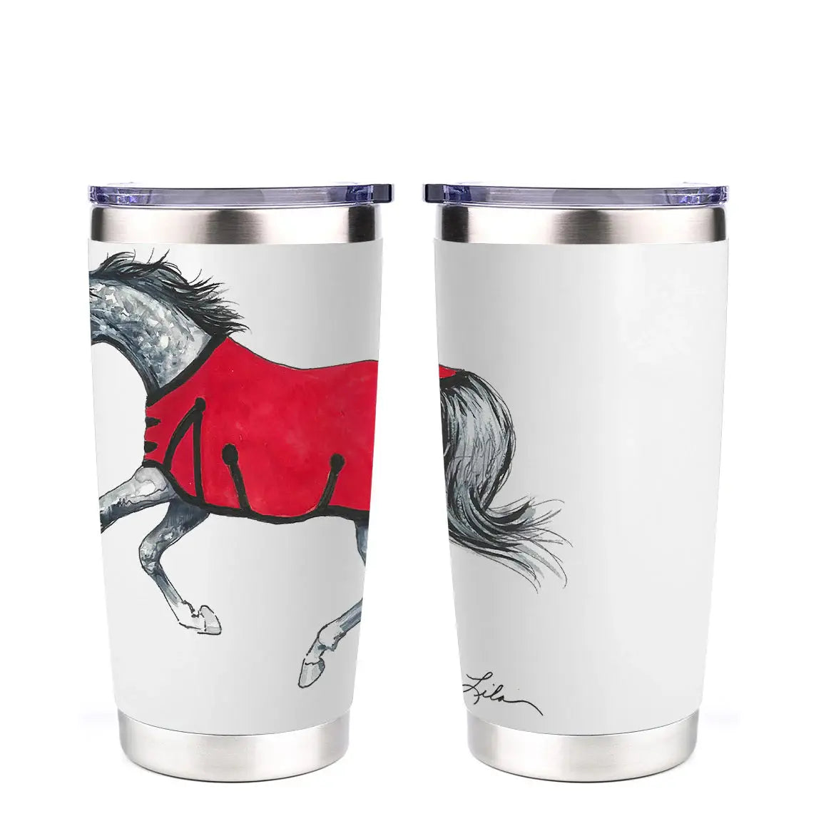 AWST Int'l 20 oz Stainless Steel Tumbler-Lila Grey Horse - Breeches.com - Flyclothing LLC