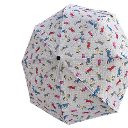 AWST Int'l Lila Compact Umbrella-Horses in Blankets - Breeches.com - Flyclothing LLC