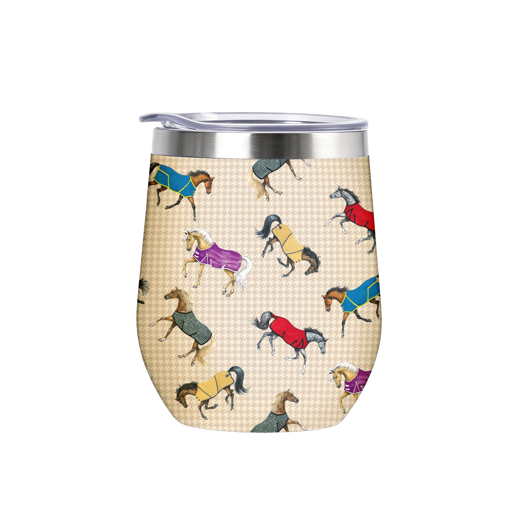 Awst Int'l Lila Horses in Blankets 12 oz. Wine Tumbler