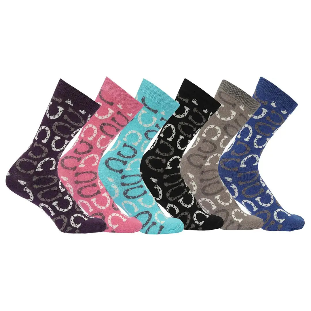 AWST Int'l Lucky Horseshoes Socks 6 pack - Breeches.com - Flyclothing LLC