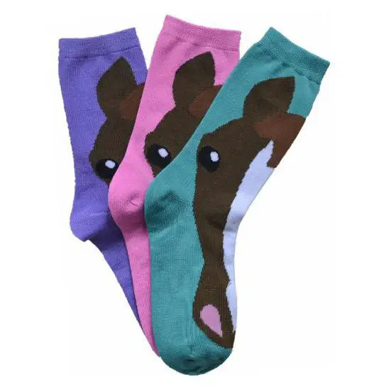 AWST Int'l Ladies' Horse Face Crew Socks- 3-Pack - Breeches.com - Flyclothing LLC