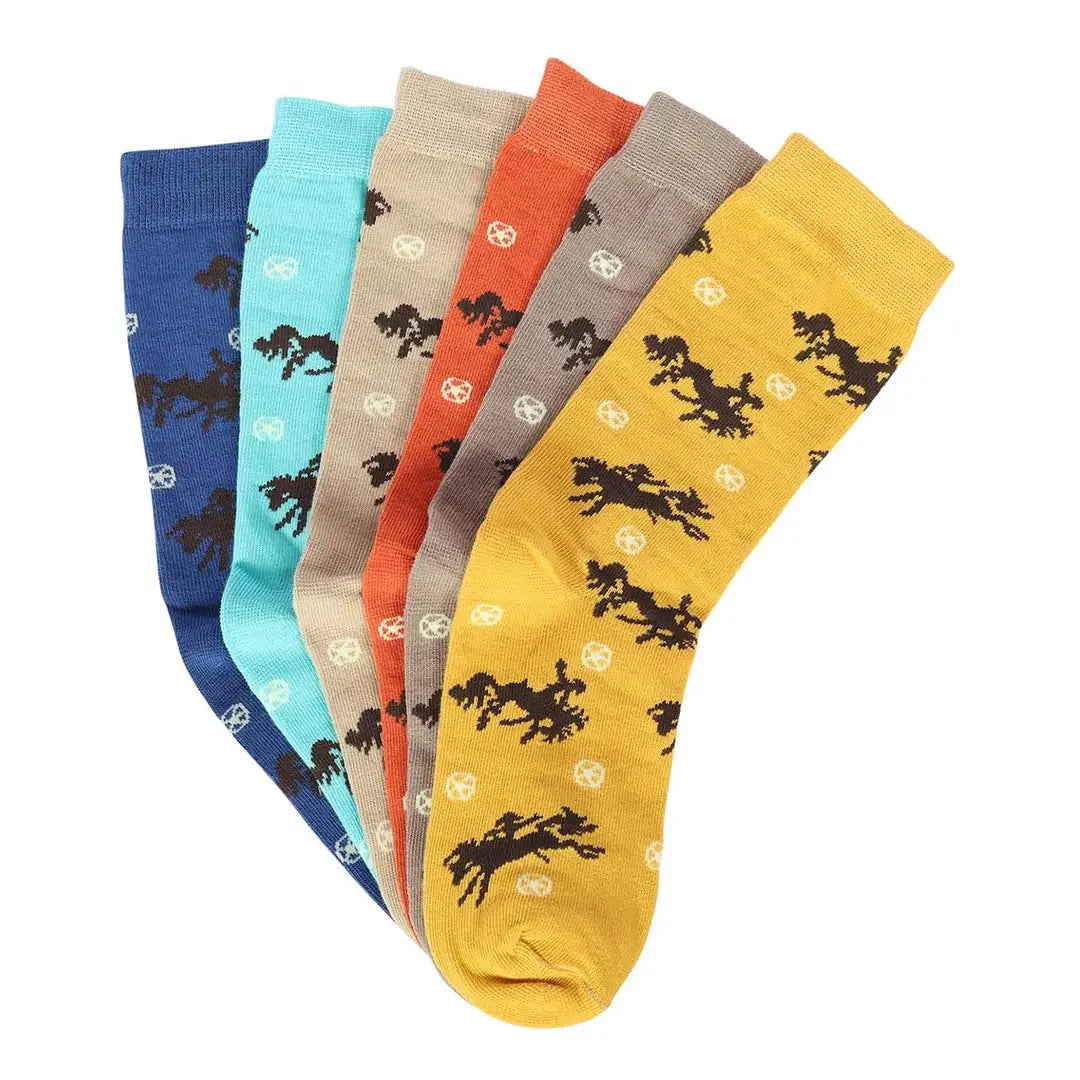 AWST Int'l Lila Bucking Horses Socks 6-pack - Breeches.com - Flyclothing LLC