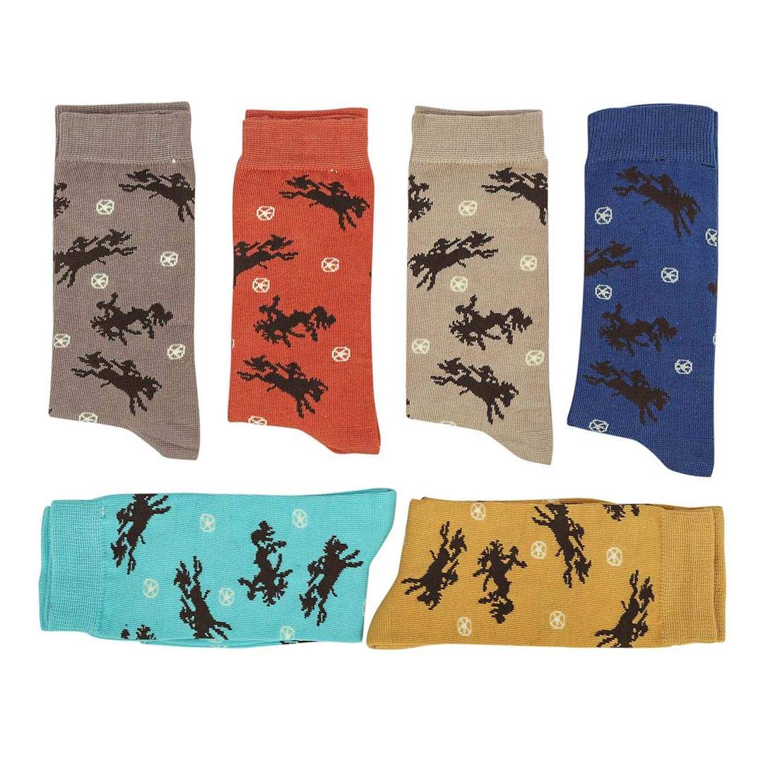 AWST Int'l Lila Bucking Horses Socks 6-pack - Breeches.com - Flyclothing LLC