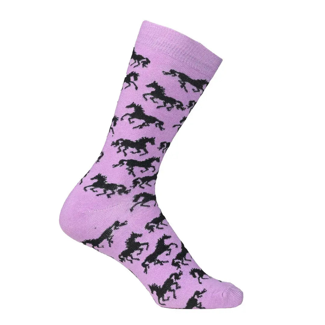 AWST Int'l Ladies "Lila" Galloping Horses Crew Socks- 6 Pack - Breeches.com - Flyclothing LLC