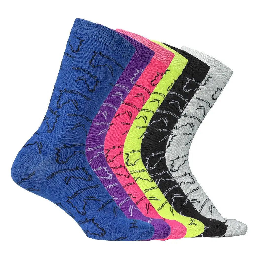 AWST Int'l Ladies Horse Heads Crew Socks - 6 pack - Breeches.com - Flyclothing LLC