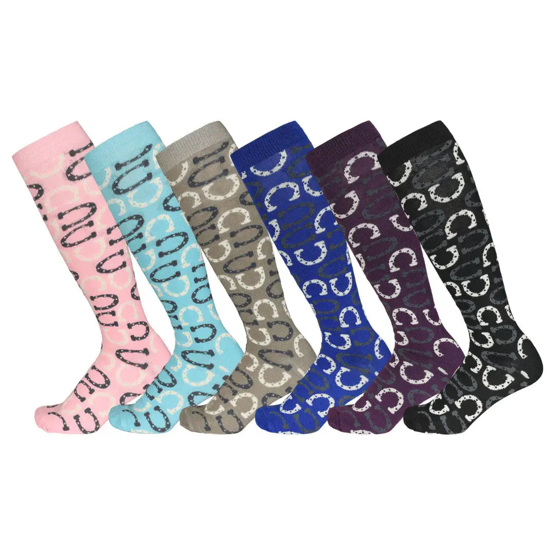 AWST Int'l Ladies Lucky Horseshoes Knee Socks- 6 Pack - Breeches.com - Flyclothing LLC
