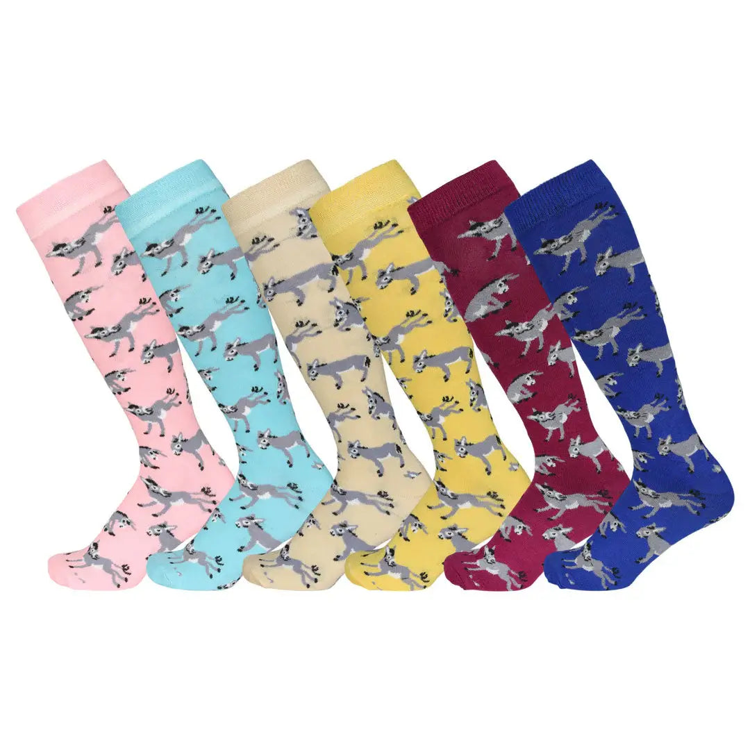 AWST Int'l Ladies Playful Donkeys Knee Socks- 6 Pack - Breeches.com - Flyclothing LLC