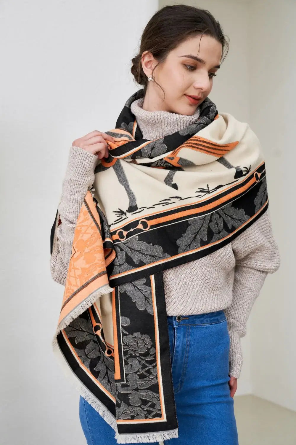 AWST Int'l Baroque Horses Acrylic Cashmere Scarf - Breeches.com - Flyclothing LLC