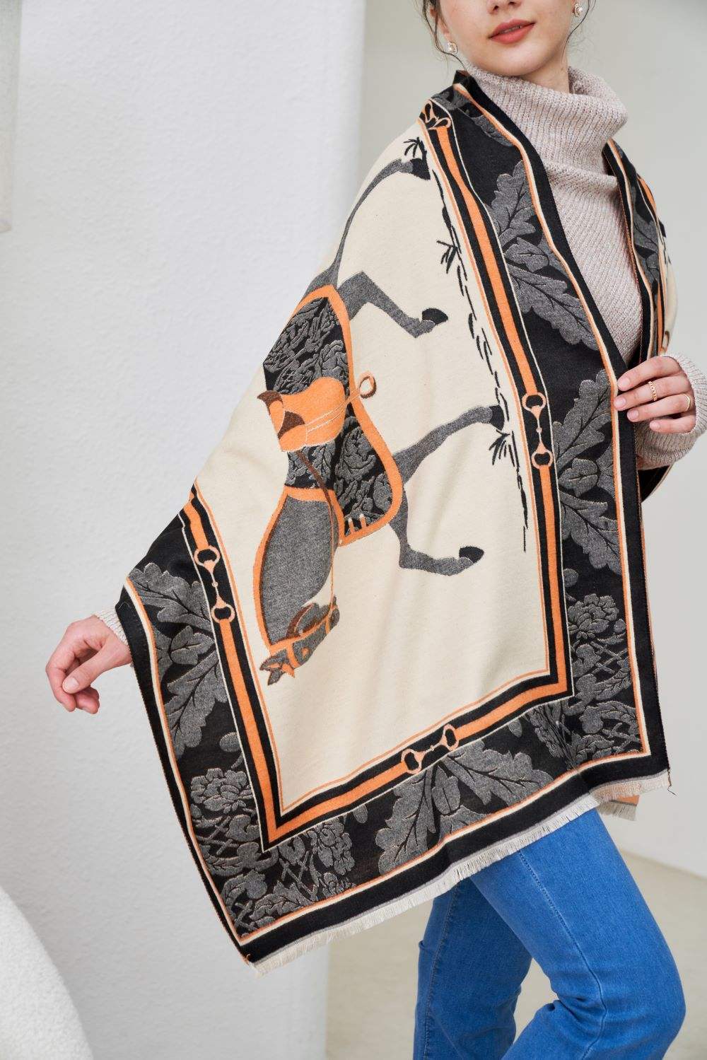 AWST Int'l Baroque Horses Acrylic Cashmere Scarf - Breeches.com - Flyclothing LLC