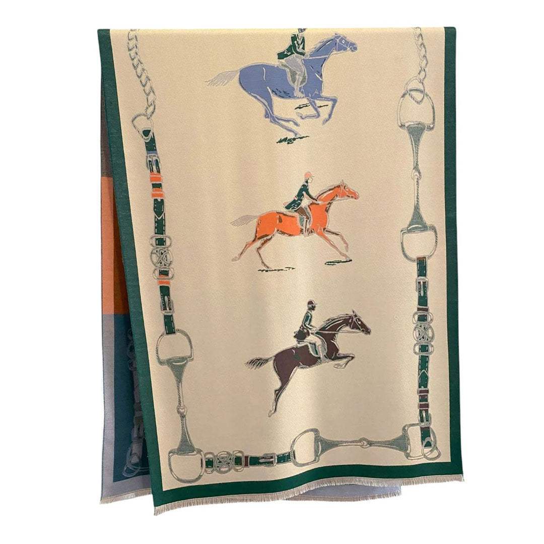 AWST Int'l Hunter Horses Acrylic Cashmere Scarf - Breeches.com - Flyclothing LLC