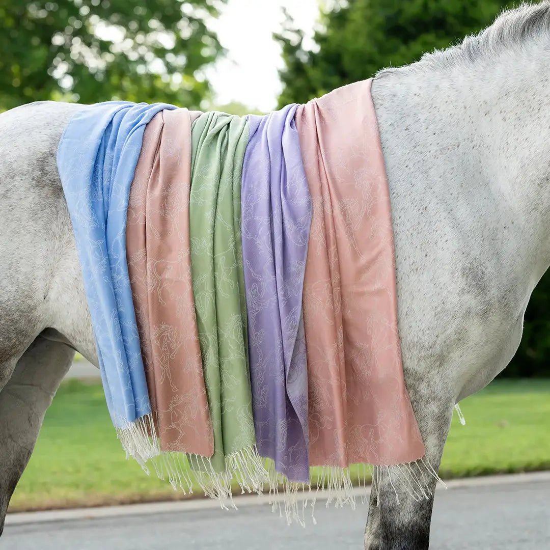 AWST Int'l Lila Linear Horses Pashmina Scarf - Breeches.com - Flyclothing LLC