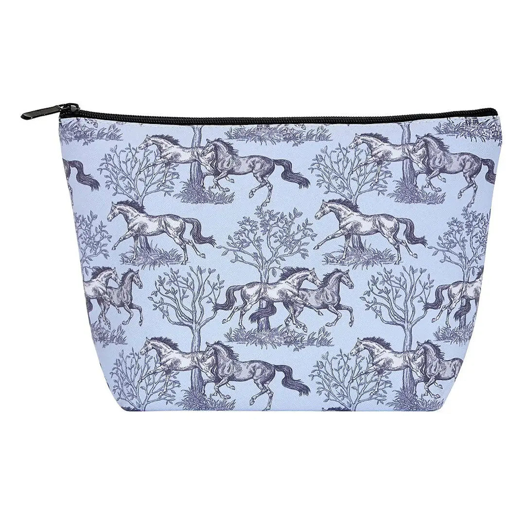 AWST Int'l "Lila" Blue Toile Large Cosmetic Pouch - Breeches.com - Flyclothing LLC