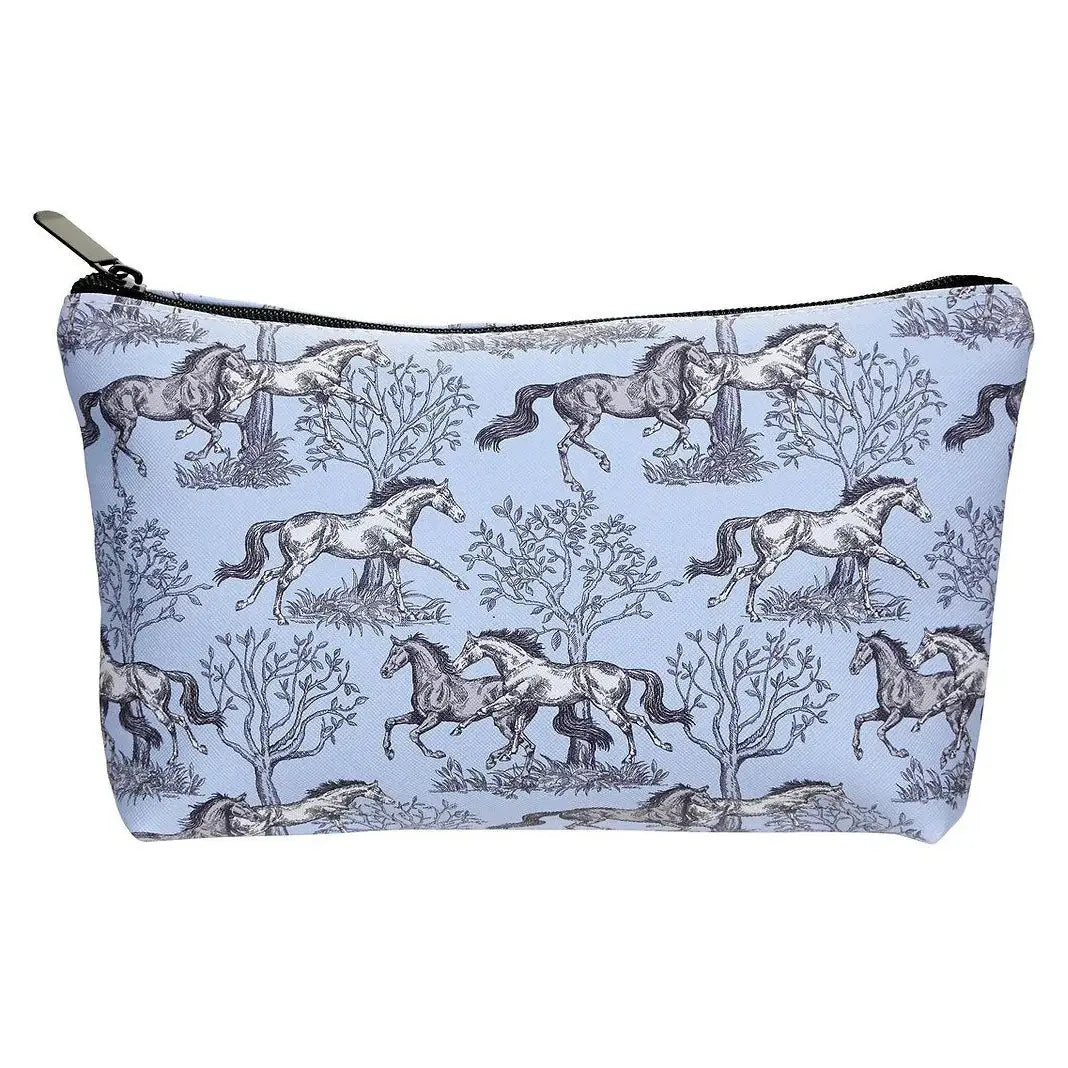 AWST Int'l "Lila" Blue Toile Medium Cosmetic Pouch - Breeches.com - Flyclothing LLC