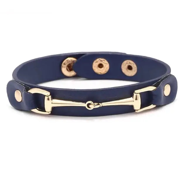 AWST Int'l Vegan Leather Bracelet w/Gold Tone Snaffle Bit - Breeches.com - Flyclothing LLC
