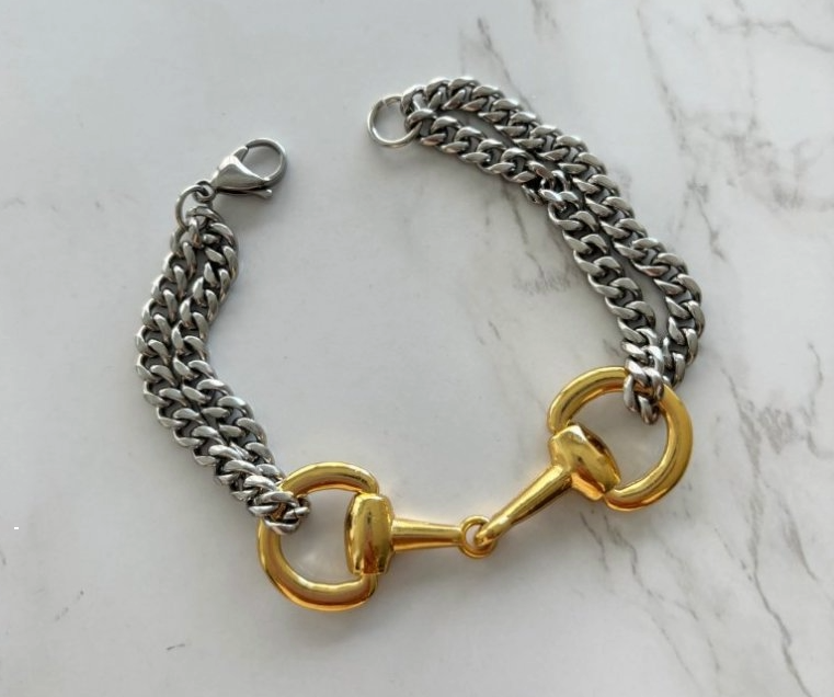 Awst Int'l Two-tone Chunky Snaffle Bit Bracelet