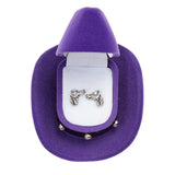 AWST Int'l Horse Head Earrings w/Purple Cowboy Hat Gift Box - Breeches.com - Flyclothing LLC