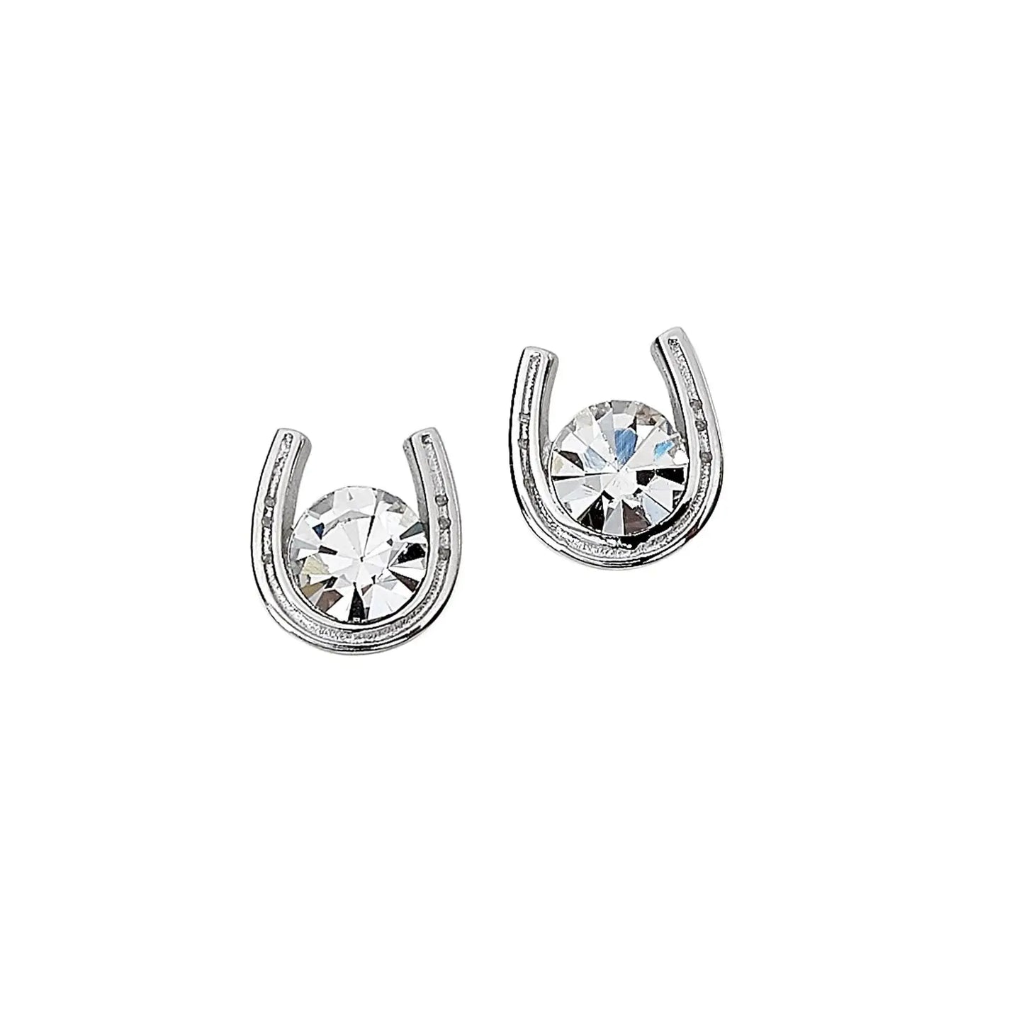 AWST Int'l Sterling Silver & CZ Horseshoe Stud Earrings - Breeches.com - Flyclothing LLC