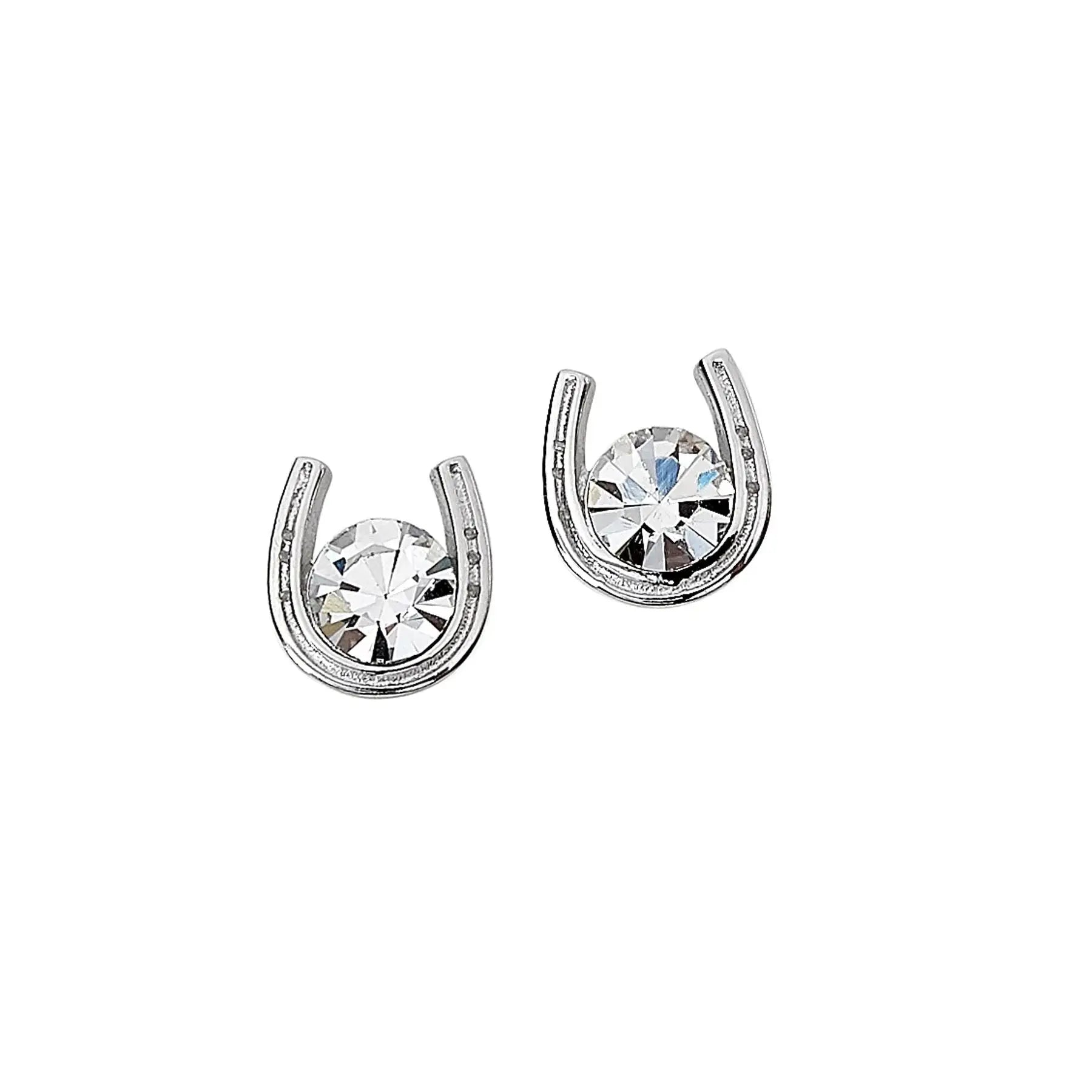 AWST Int'l Sterling Silver & CZ Horseshoe Stud Earrings - Breeches.com - Flyclothing LLC