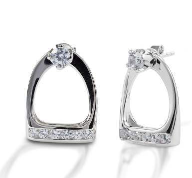 AWST Int'l Sterling Silver & CZ Stirrup Earrings - Breeches.com - Flyclothing LLC