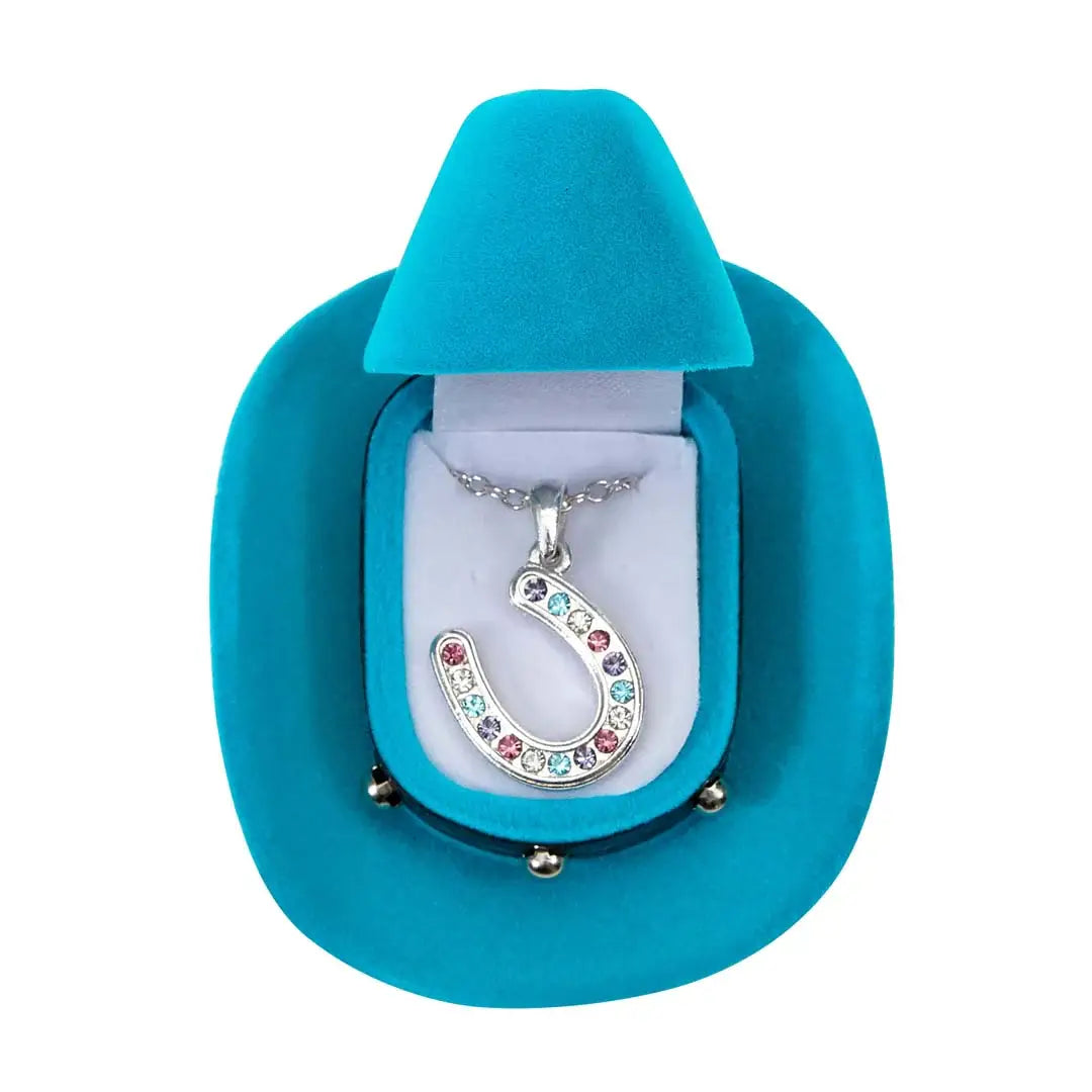 AWST Int'l Horseshoes Necklace w/Colorful Cowboy Hat Box - Breeches.com - Flyclothing LLC