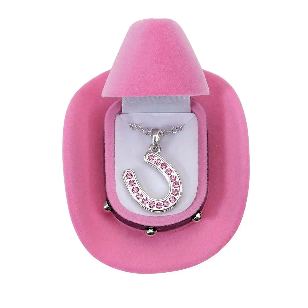 AWST Int'l Horseshoes Necklace w/Colorful Cowboy Hat Box - Breeches.com - Flyclothing LLC