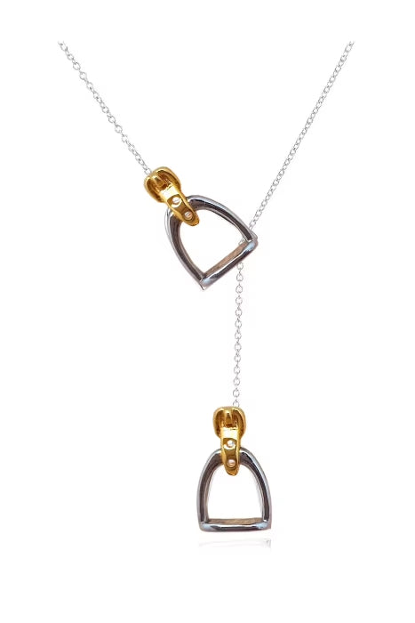 Awst Int'l Two-Tone Stirrup Lariat Necklace