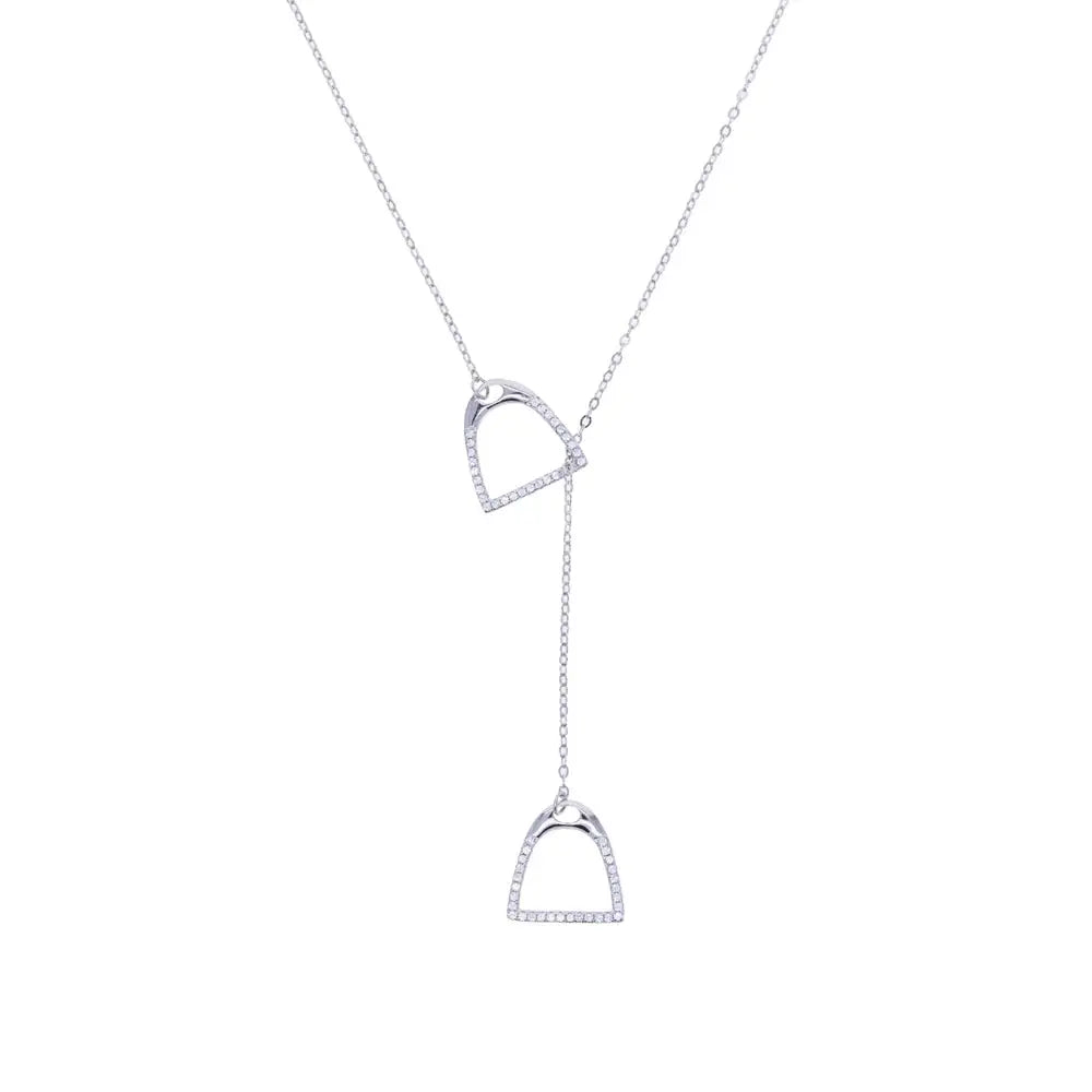 AWST Int'l Lariat Silver Plated Stirrup Necklace - Breeches.com - Flyclothing LLC