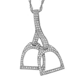 AWST Int'l Rhodium Horse Double Stirrup Necklace - Breeches.com - Flyclothing LLC
