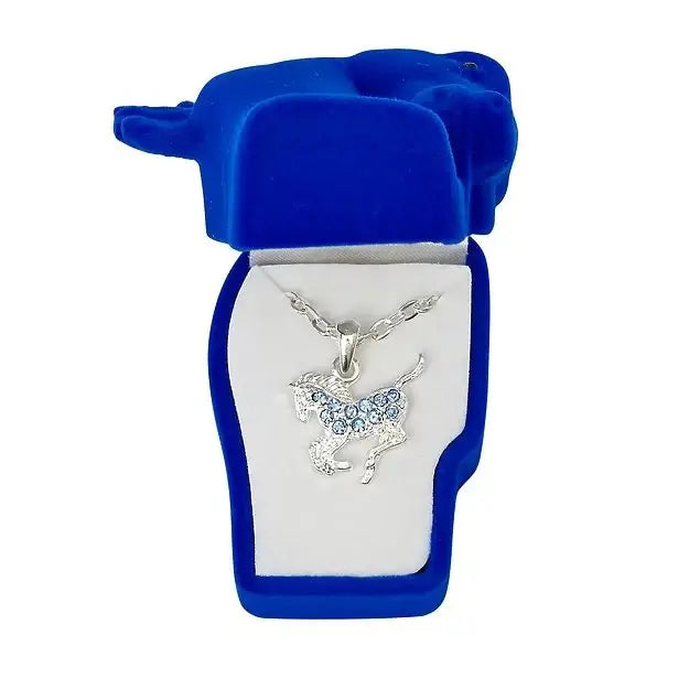 AWST Int'l Aqua Precious Pony Necklace w/Aqua Horse Head Gift Box - Breeches.com - Flyclothing LLC