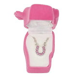 AWST Int'l Aqua Rhinestone Horseshoe Necklace w/Horse Head Gift Box - Breeches.com - Flyclothing LLC