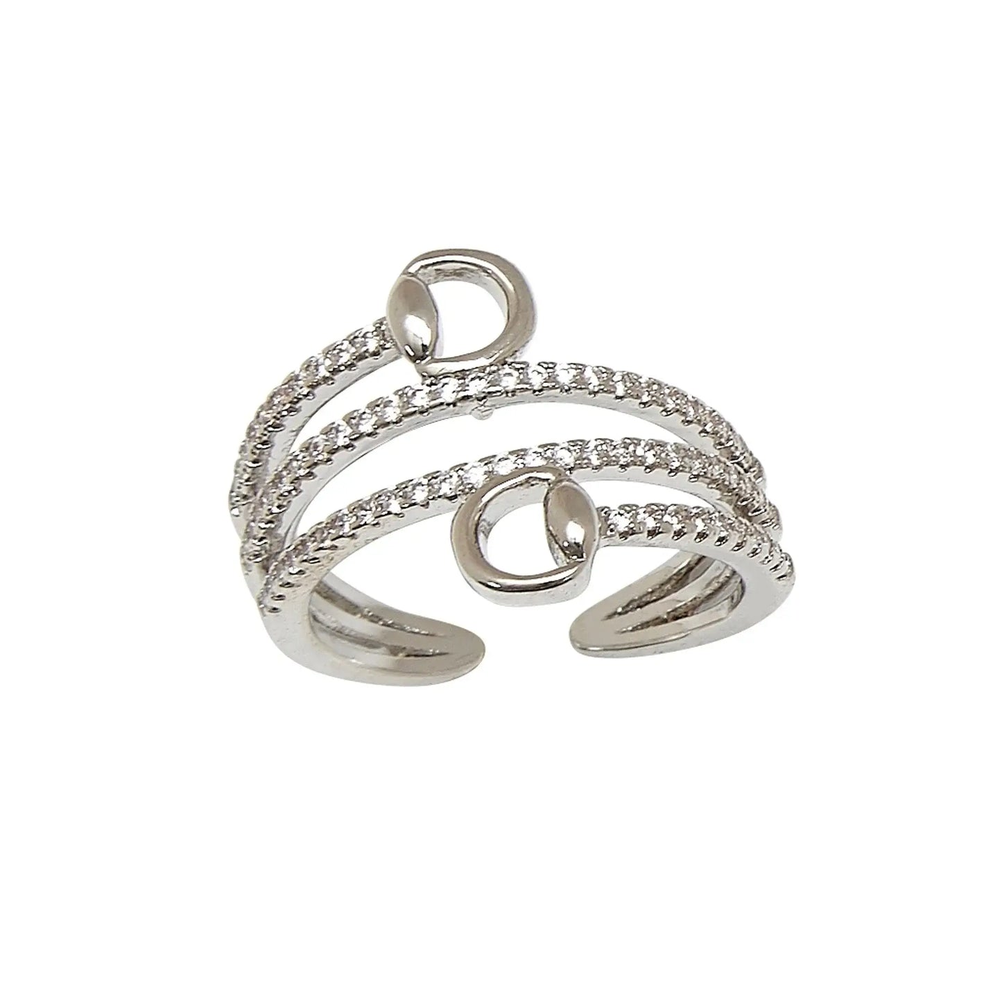AWST Int'l Rhodium Spiral Rhinestones & Snaffle Bit Adjustable Ring - Breeches.com - Flyclothing LLC