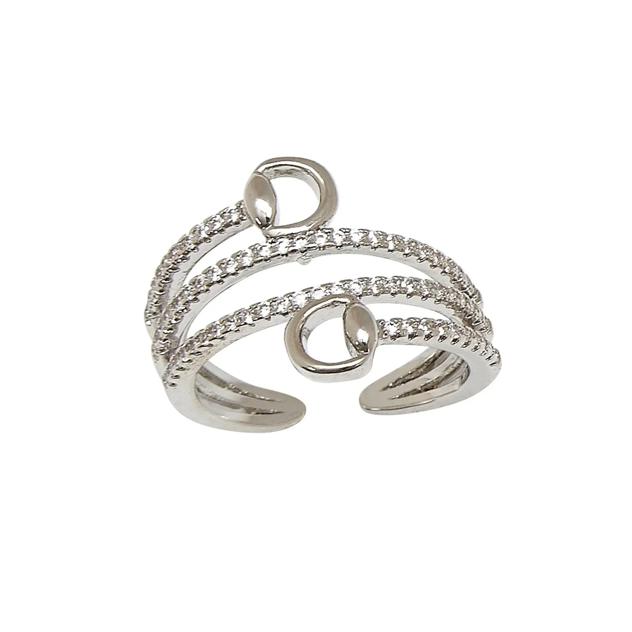 AWST Int'l Rhodium Spiral Rhinestones & Snaffle Bit Adjustable Ring - Breeches.com - Flyclothing LLC