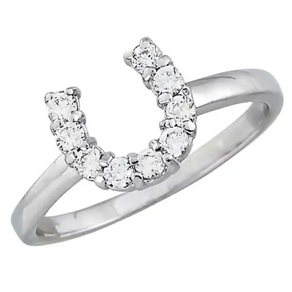 AWST Int'l Sterling Silver & Clear CZ Horseshoe Ring - Breeches.com - Flyclothing LLC