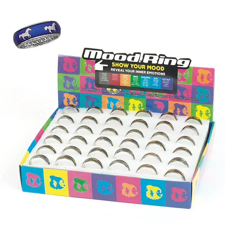 AWST Int'l Mood Band Ring w/ Horse Design Display- 36 pieces - Breeches.com - Flyclothing LLC