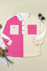 Pocketed Contrast Long Sleeve Sweatshirt - Trendsi - Flyclothing LLC