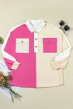 Pocketed Contrast Long Sleeve Sweatshirt - Trendsi - Flyclothing LLC