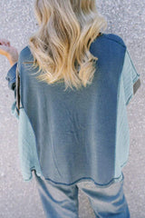 Patchwork Color Block Round Neck Long Sleeve Top - Trendsi - Flyclothing LLC