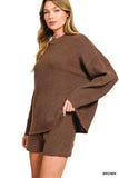 Zenana Round Neck Knit Top and Shorts Sweater Set - Trendsi - Flyclothing LLC