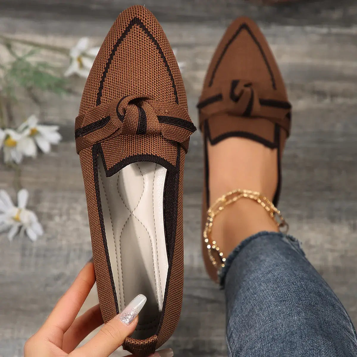 Point Toe Mesh Flat Slip-Ons - Trendsi - Flyclothing LLC