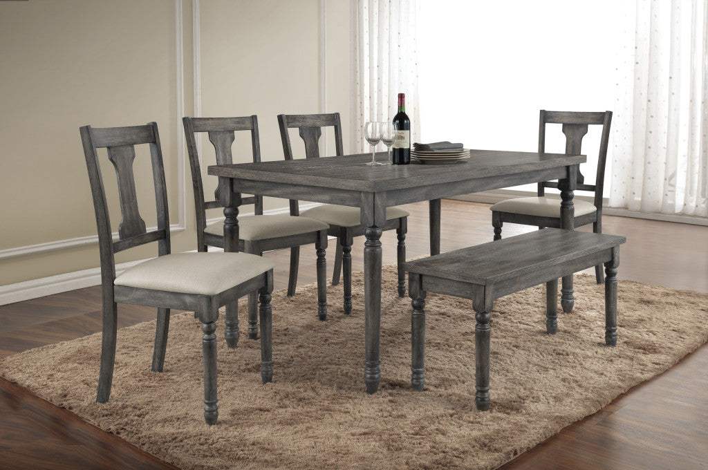 59" Gray Wood Dining Table - HomeRoots - Flyclothing LLC