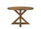 48" Oak Wood Cross Leg Base Round Top Dining Table - HomeRoots - Flyclothing LLC
