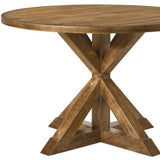 48" Oak Wood Cross Leg Base Round Top Dining Table - HomeRoots - Flyclothing LLC